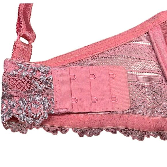 2 Wacoal Sexy Lace Underwire Bra 36D Sheer Pink Silver Blue Floral Lingerie 36 D - Picture 8 of 16